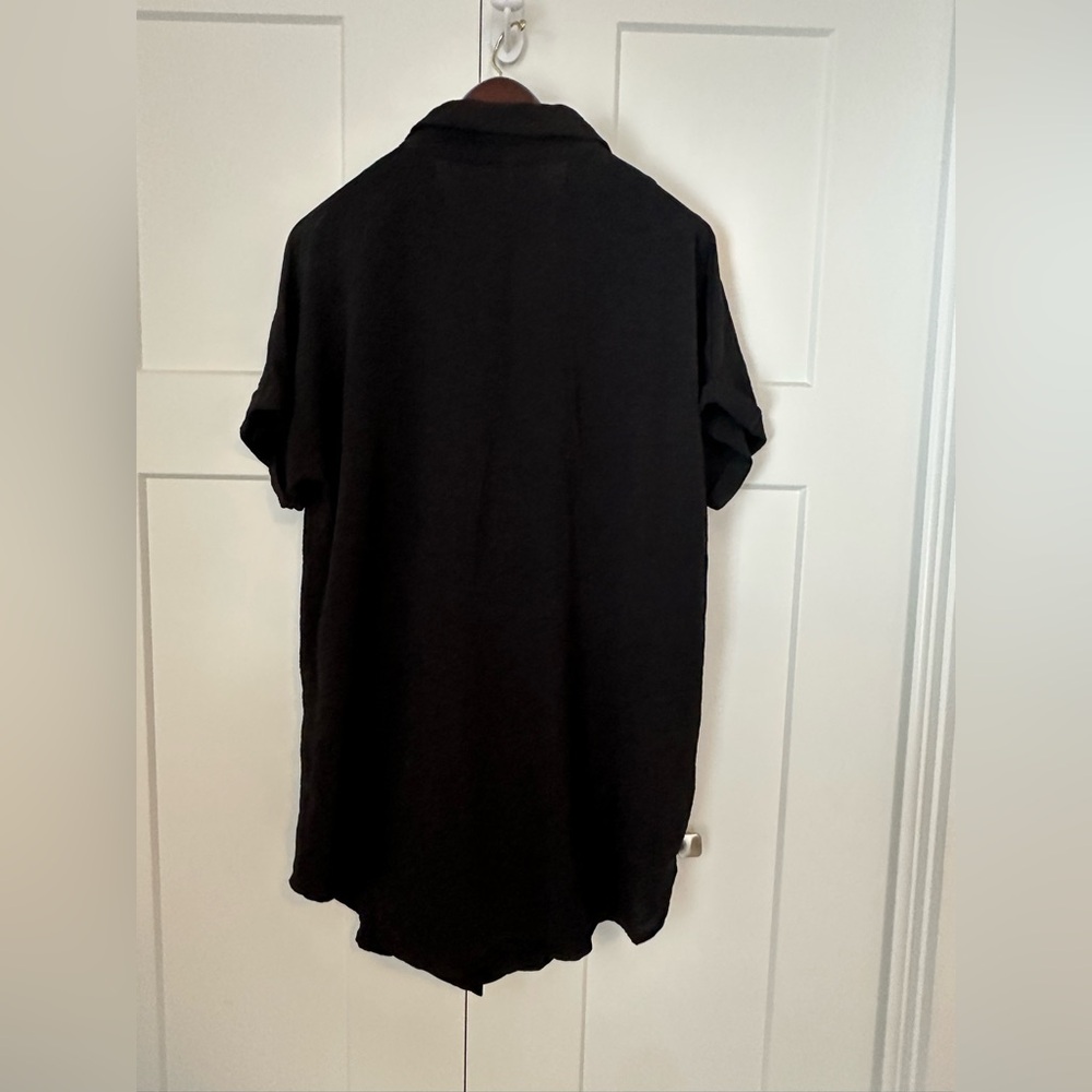 Relaxed Black‎ Button-Front Women's Swim Pocketed Coverup XL - Picture 2 of 4
